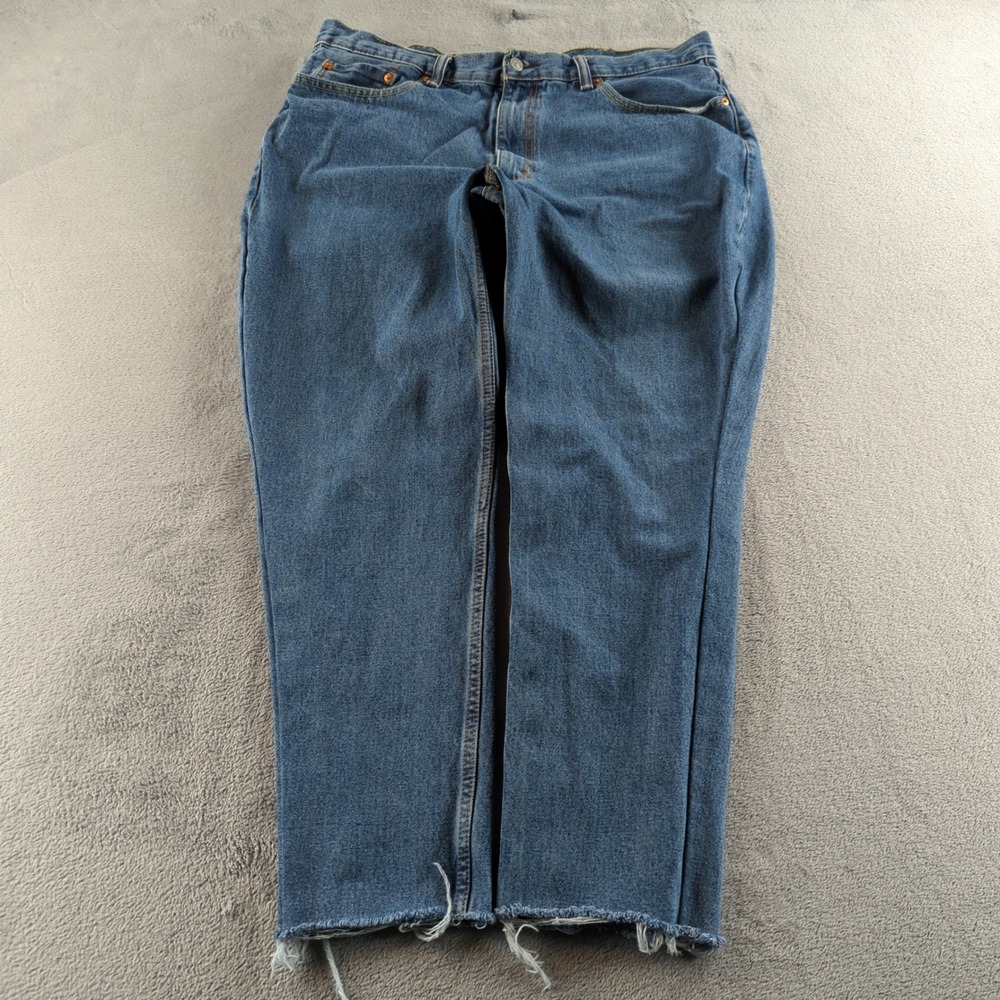 Levis 550 Jeans Mens 38 (Fits 36x28) Blue Relaxed Wide Frayed Hem Skater‎ Baggy
